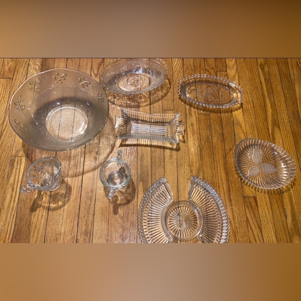 Elegant Clear Glass Antique Dishes/Bowls - Assortment
